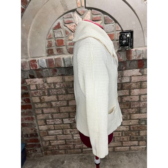 Blazer double breasted waffle knit cream 1950s oversized collar - Picture 8 of 9